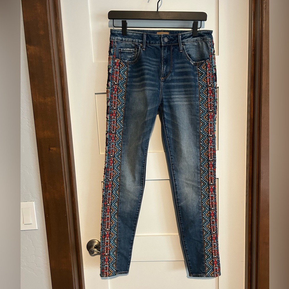 Driftwood Embroidered Beaded Jackie Skinny Jeans Size 26 - Picture 2 of 8